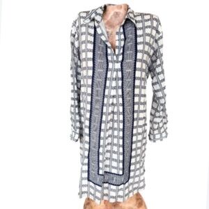 Geometric Pattern Long Sleeve Summer Dress